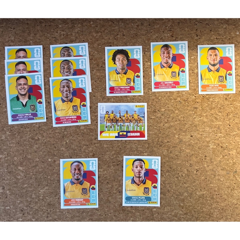 Panini FIFA World Cup 2026 Qualifiers Ecuador Sticker Lot Estupinan Plata Vite